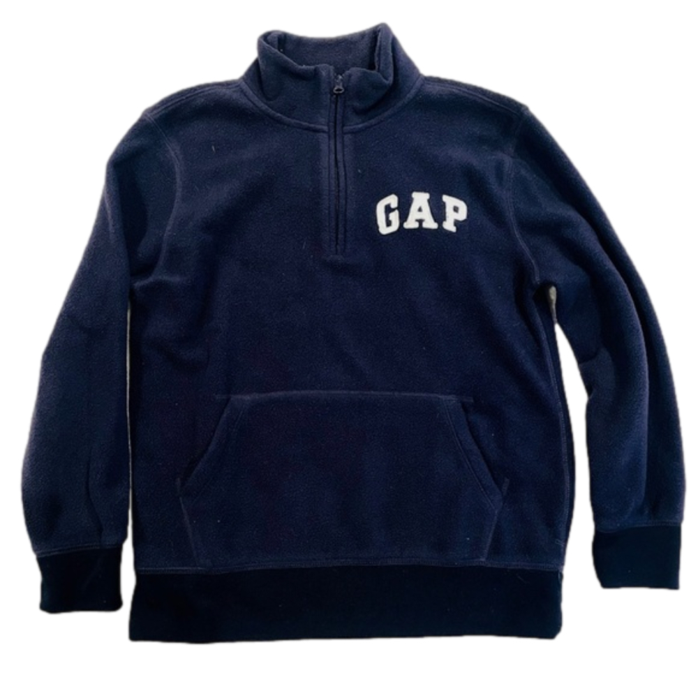 Gap Kids Navy Blue Fleece Quarter-Zip Logo Pullover Sweatshirt Size XL